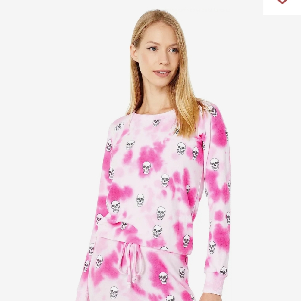 NWT Chaser Pink Skull lightweight Sweatshirt/lounge top Size L
